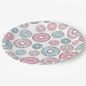 Muster von Donuts, rosa Donuts, blaue Donuts Pappteller (Schrägansicht)