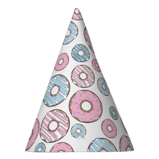 Muster von Donuts, rosa Donuts, blaue Donuts Partyhütchen (Rechts)