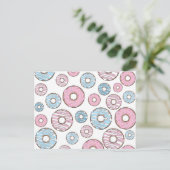 Muster von Donuts, rosa Donuts, blaue Donuts Postkarte (Stehend Vorderseite)