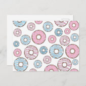 Muster von Donuts, rosa Donuts, blaue Donuts Postkarte (Vorne/Hinten)