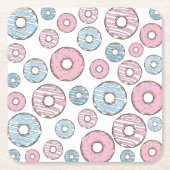 Muster von Donuts, rosa Donuts, blaue Donuts Rechteckiger Pappuntersetzer (Vorderseite)