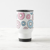 Muster von Donuts, rosa Donuts, blaue Donuts Reisebecher (Mittel)