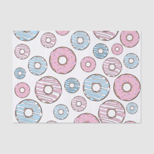 Muster von Donuts, rosa Donuts, blaue Donuts Seidenpapier (Vorderseite)