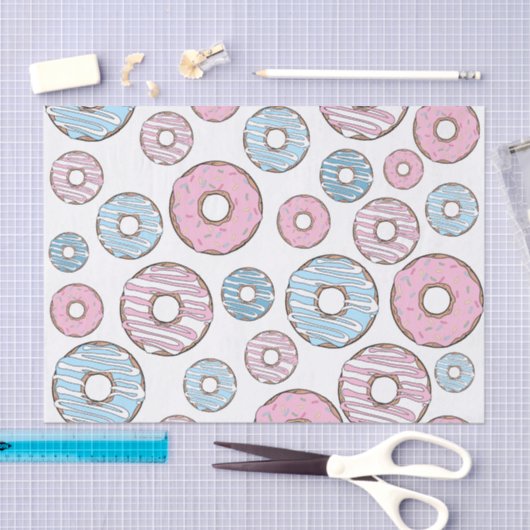 Muster von Donuts, rosa Donuts, blaue Donuts Seidenpapier (Handwerk)