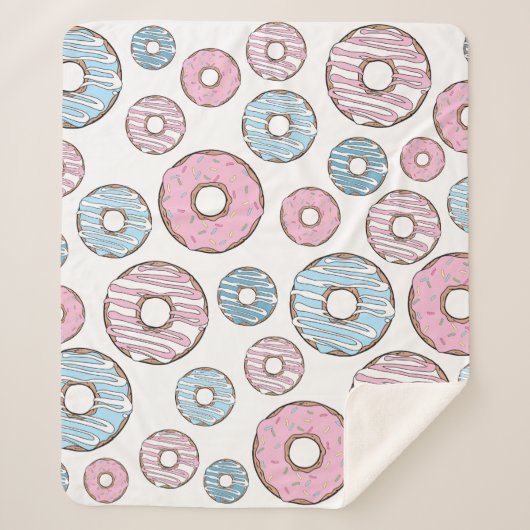 Muster von Donuts, rosa Donuts, blaue Donuts Sherpadecke (Vorderseite)