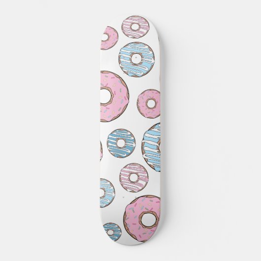 Muster von Donuts, rosa Donuts, blaue Donuts Skateboard (Vorderseite)