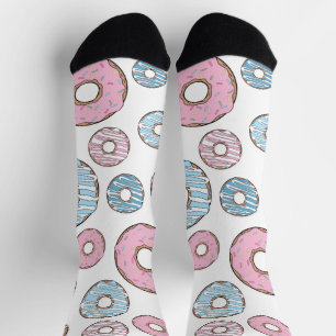 Muster von Donuts, rosa Donuts, blaue Donuts Socken