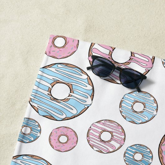 Muster von Donuts, rosa Donuts, blaue Donuts Strandtuch (Beispiel)