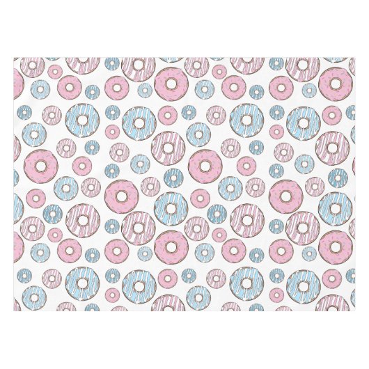 Muster von Donuts, rosa Donuts, blaue Donuts Tischdecke (Vorderseite (Horizontal))
