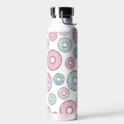 Muster von Donuts, rosa Donuts, blaue Donuts Trinkflasche (Links)