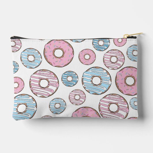 Muster von Donuts, rosa Donuts, blaue Donuts Zubehörtasche (Rückseite)