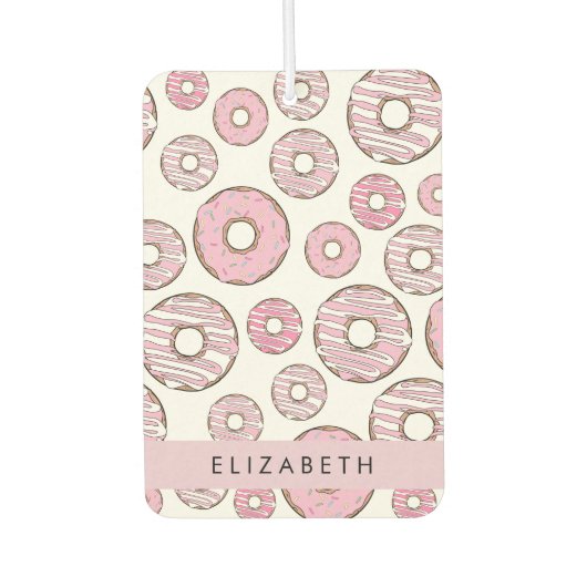 Muster von Donuts, rosa Donuts, Icing, Ihr Name Autolufterfrischer (Vorderseite)