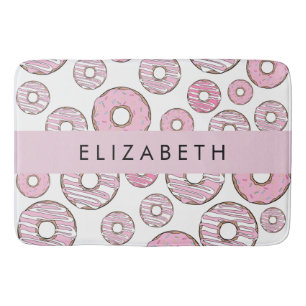 Muster von Donuts, rosa Donuts, Icing, Ihr Name Badematte