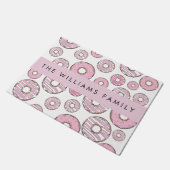 Muster von Donuts, rosa Donuts, Icing, Ihr Name Fußmatte (Schrägansicht)