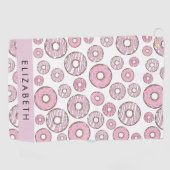 Muster von Donuts, rosa Donuts, Icing, Ihr Name Golfhandtuch (Horizontal)