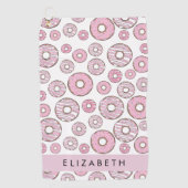 Muster von Donuts, rosa Donuts, Icing, Ihr Name Golfhandtuch (Vorderseite)