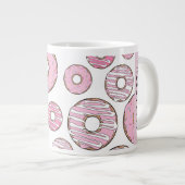 Muster von Donuts, rosa Donuts, Icing, Ihr Name Jumbo-Tasse (Vorderseite Rechts)