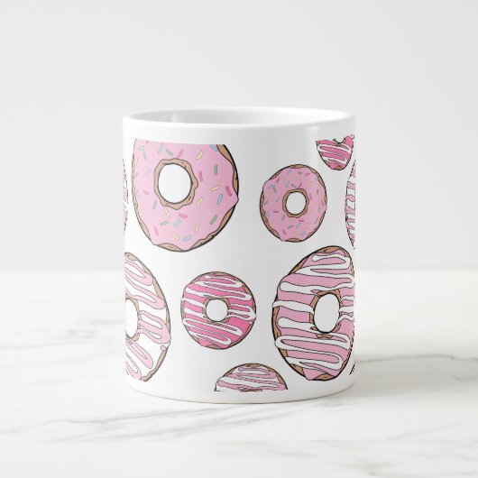 Muster von Donuts, rosa Donuts, Icing, Ihr Name Jumbo-Tasse (Vorderseite)