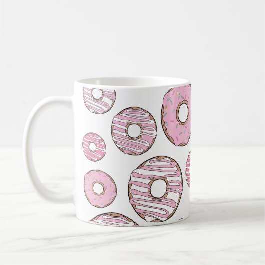 Muster von Donuts, rosa Donuts, Icing, Ihr Name Kaffeetasse (Links)