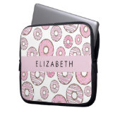Muster von Donuts, rosa Donuts, Icing, Ihr Name Laptopschutzhülle (Vorderseite Links)
