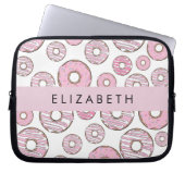 Muster von Donuts, rosa Donuts, Icing, Ihr Name Laptopschutzhülle (Vorderseite)