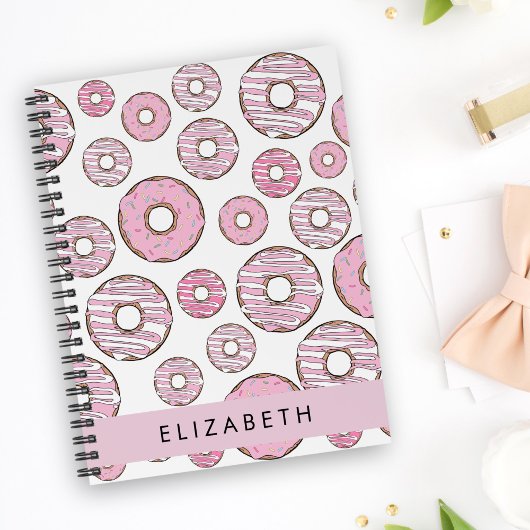 Muster von Donuts, rosa Donuts, Icing, Ihr Name Notizblock