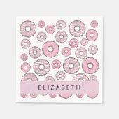 Muster von Donuts, rosa Donuts, Icing, Ihr Name Serviette (Vorderseite)