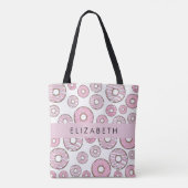 Muster von Donuts, rosa Donuts, Icing, Ihr Name Tasche (Rückseite)