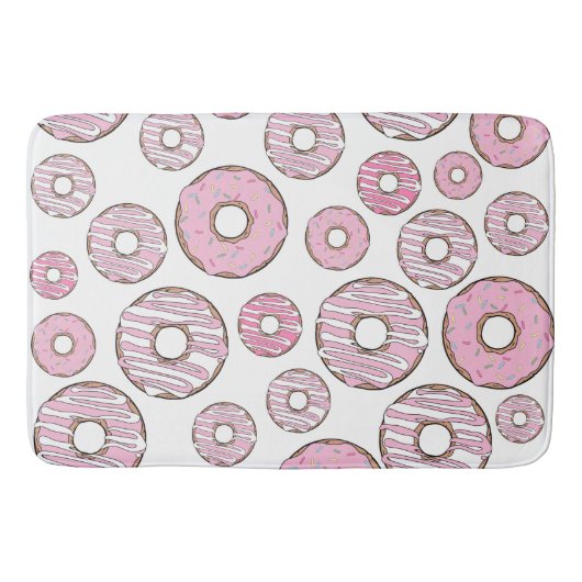 Muster von Donuts, rosa Donuts, Sprinklen Badematte (Vorderseite)