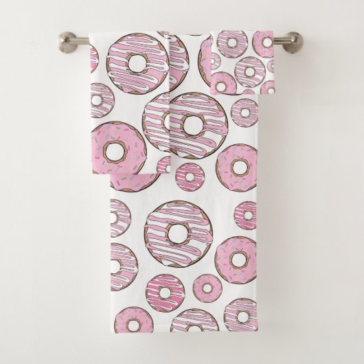 Muster von Donuts, rosa Donuts, Sprinklen Badhandtuch Set (Insitu)