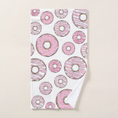 Muster von Donuts, rosa Donuts, Sprinklen Badhandtuch Set (Handtuch)
