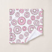 Muster von Donuts, rosa Donuts, Sprinklen Badhandtuch Set (Waschlappen)