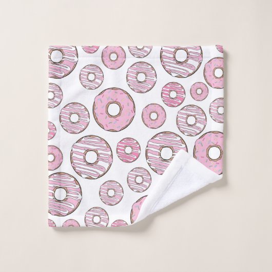 Muster von Donuts, rosa Donuts, Sprinklen Badhandtuch Set (Waschlappen)
