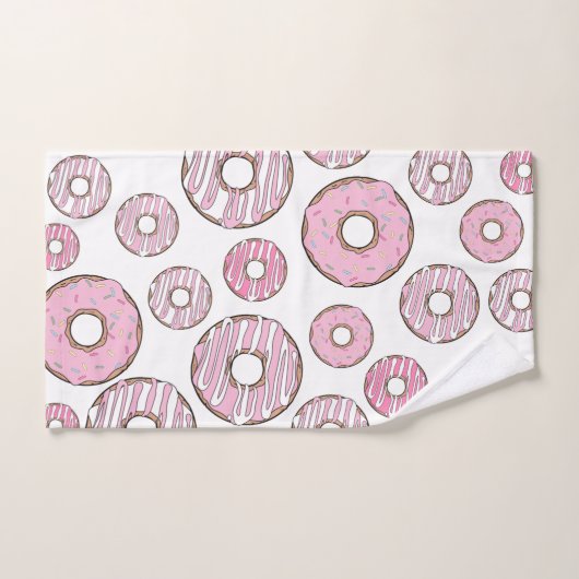 Muster von Donuts, rosa Donuts, Sprinklen Badhandtuch Set (Handtuch)