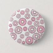 Muster von Donuts, rosa Donuts, Sprinklen Button (Vorderseite)