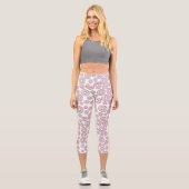 Muster von Donuts, rosa Donuts, Sprinklen Capri Leggings (Vorderseite)