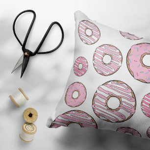 Muster von Donuts, rosa Donuts, Sprinklen Dekokissen