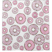 Muster von Donuts, rosa Donuts, Sprinklen Duschvorhang (Vorderseite)