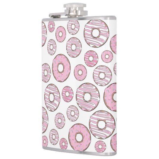 Muster von Donuts, rosa Donuts, Sprinklen Flachmann (Links)