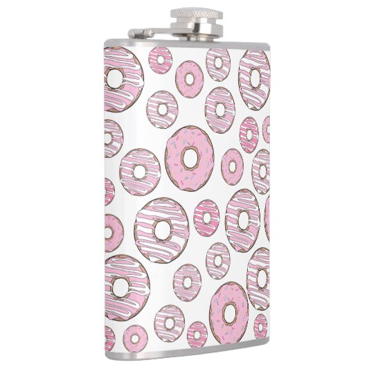 Muster von Donuts, rosa Donuts, Sprinklen Flachmann (Rechts)