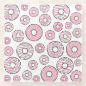 Muster von Donuts, rosa Donuts, Sprinklen Glasuntersetzer (Vorderseite)