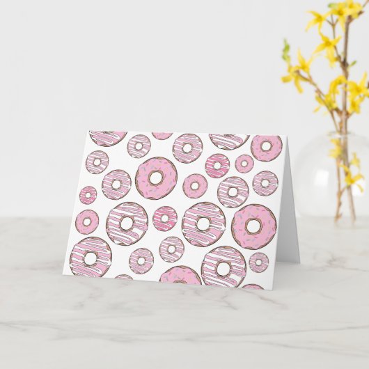 Muster von Donuts, rosa Donuts, Sprinklen Karte (Gelbe Blume)