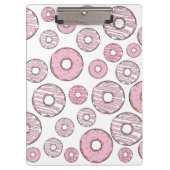 Muster von Donuts, rosa Donuts, Sprinklen Klemmbrett (Vorderseite)