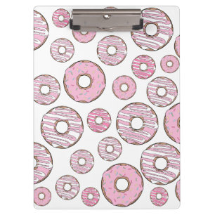 Muster von Donuts, rosa Donuts, Sprinklen Klemmbrett
