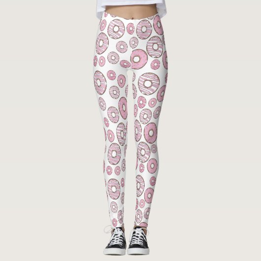 Muster von Donuts, rosa Donuts, Sprinklen Leggings (Vorderseite)