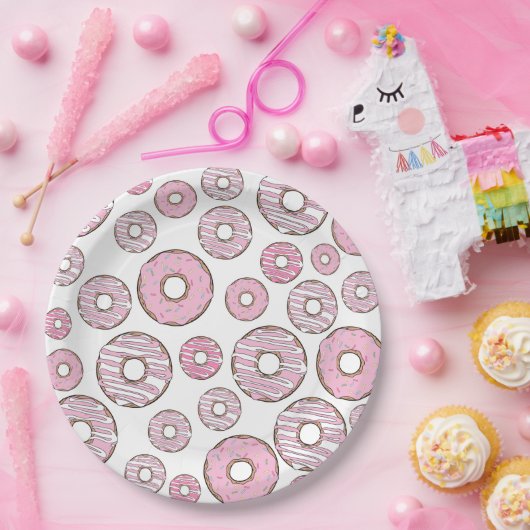 Muster von Donuts, rosa Donuts, Sprinklen Pappteller (Party)