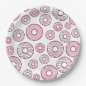 Muster von Donuts, rosa Donuts, Sprinklen Pappteller (Vorderseite)