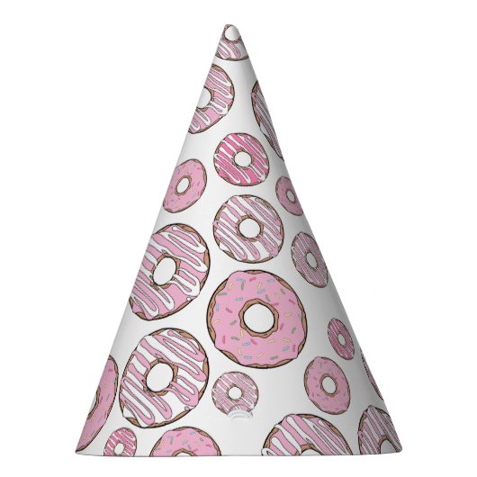 Muster von Donuts, rosa Donuts, Sprinklen Partyhütchen (Rechts)