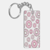 Muster von Donuts, rosa Donuts, Sprinklen Schlüsselanhänger (Vorderseite links)