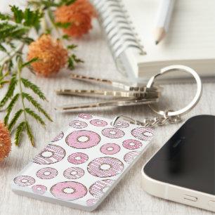 Muster von Donuts, rosa Donuts, Sprinklen Schlüsselanhänger